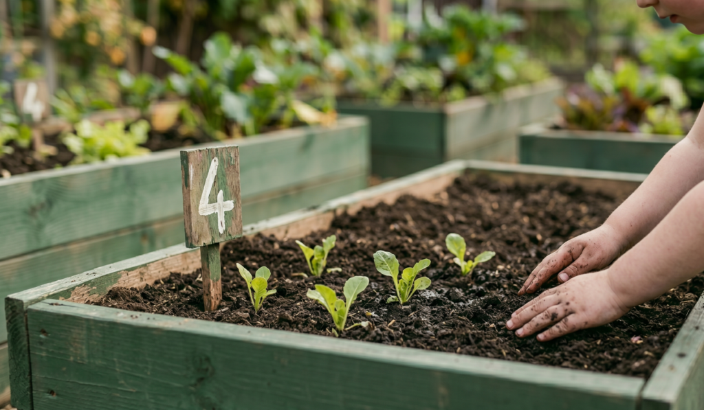Kid planting seeds